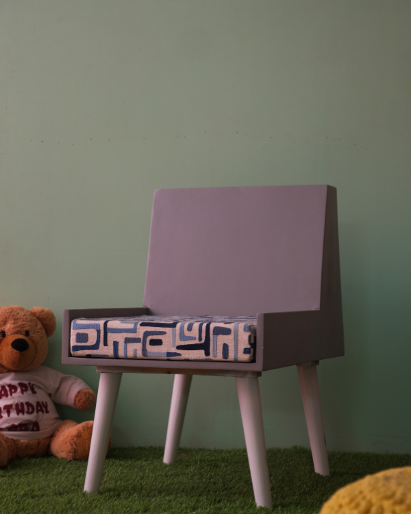 Multipurpose wooden cushioned chair with storage for kids