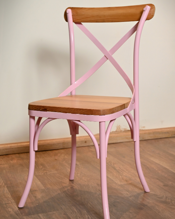Durable ironwood study chair for kids in pink & green