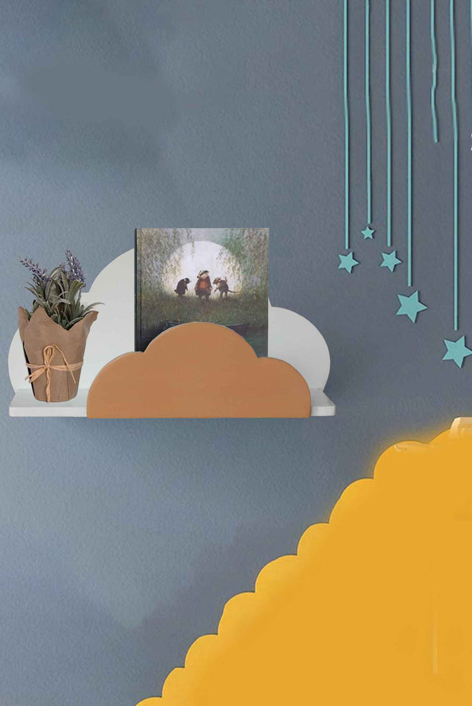 Charming cloud-inspired storage solution - wooden wall shelf