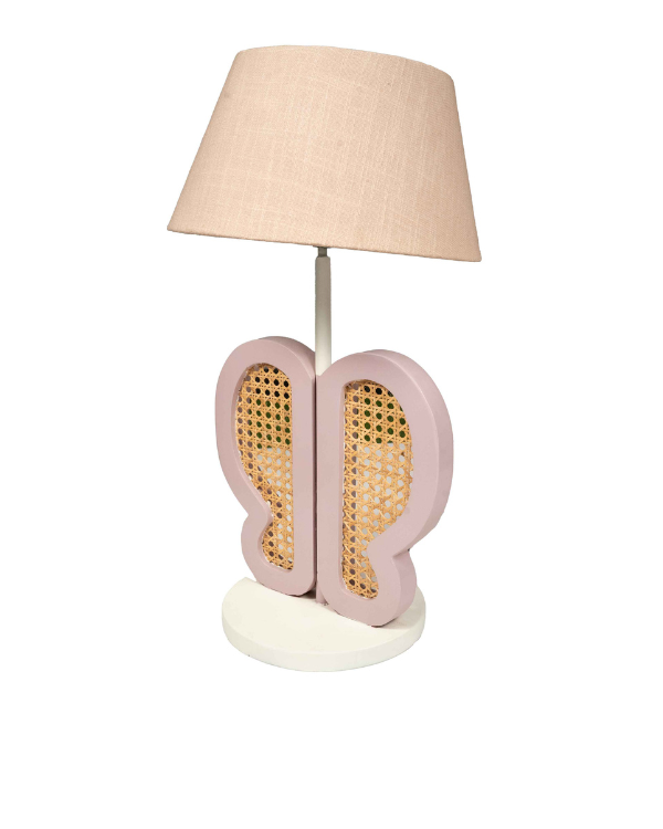 Handcrafted kids butterfly lamp in pink and white