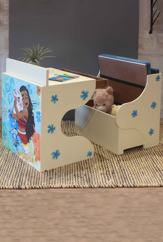 Moana Princess Hugging Baby Animal Study Table for Students Combo Set