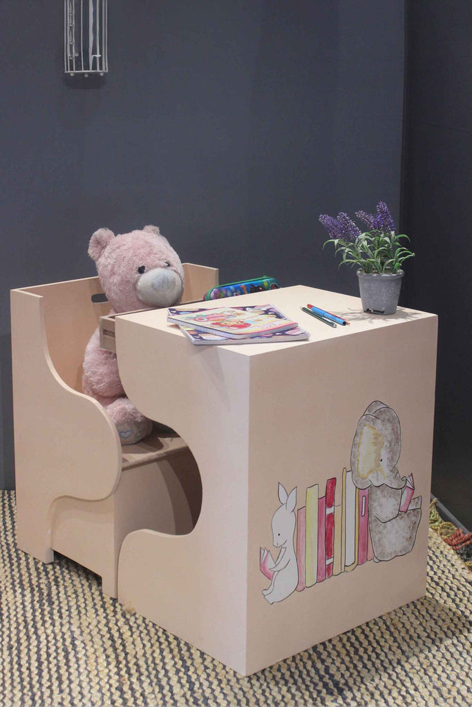 Spacious Studying Table with Cute Elephant and Rabbit Design