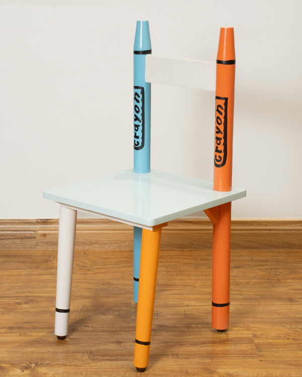 Colorful crayon wooden study chair for kids