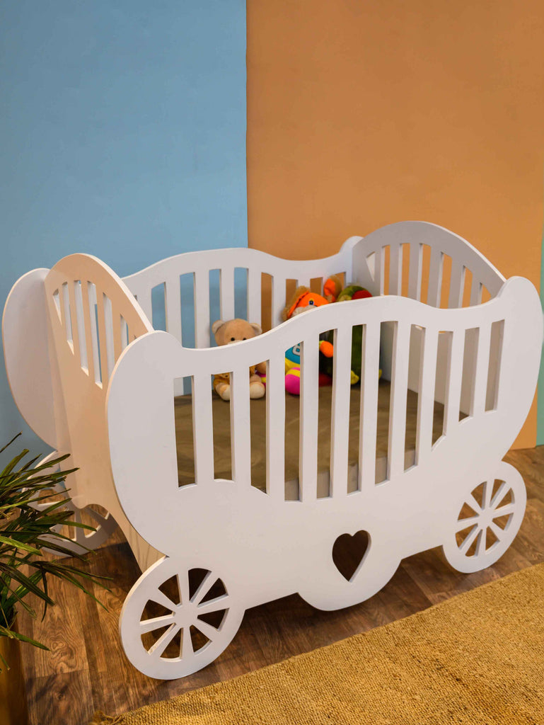 wooden baby crib or cot
