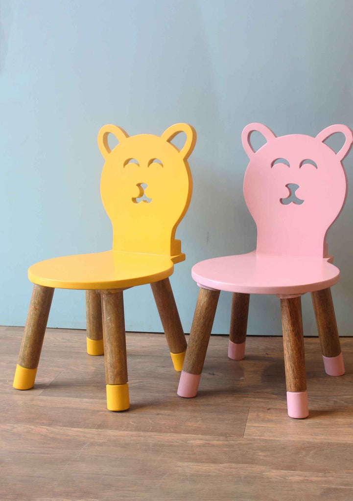 Cute Rabbit Wooden Study Chair - Pink Color Option