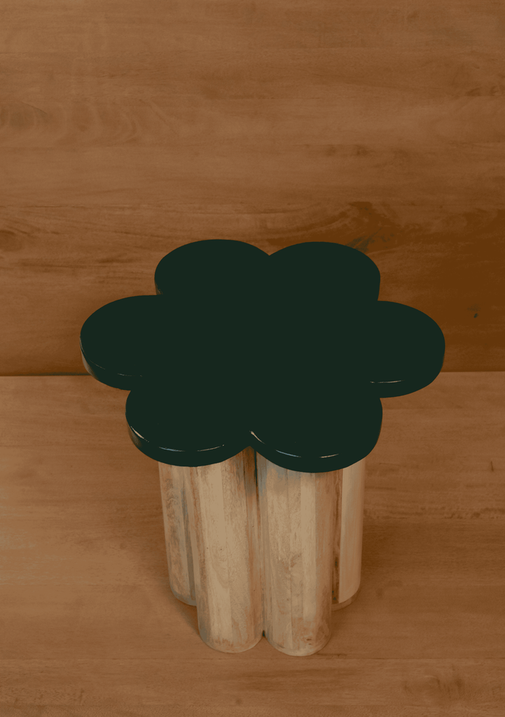 Handcrafted flower-shaped mango wood stool