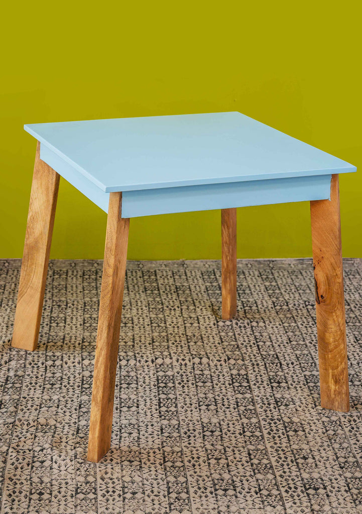 Functional study table with sky blue top and storage drawer