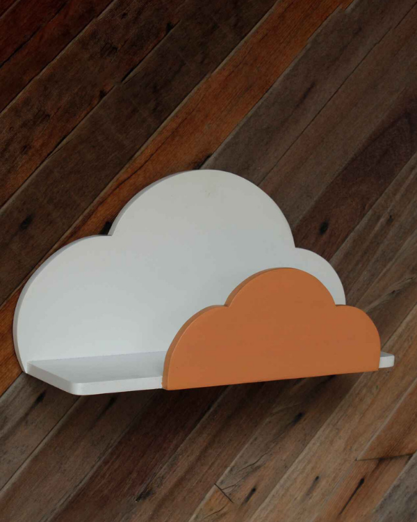 Wooden cloud wall shelf design for kids room