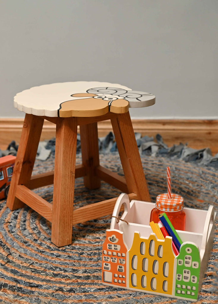 Handcrafted mango wood stool for kids