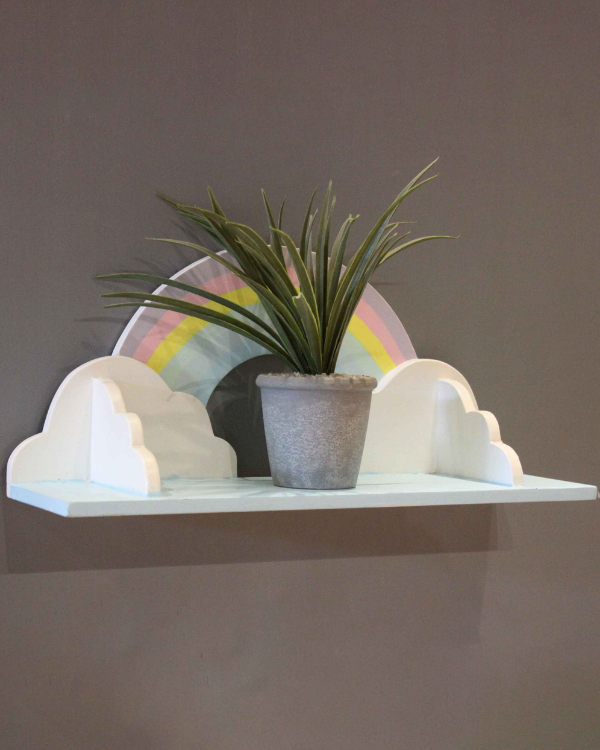 Rainbow wooden floating wall shelves for bedroom