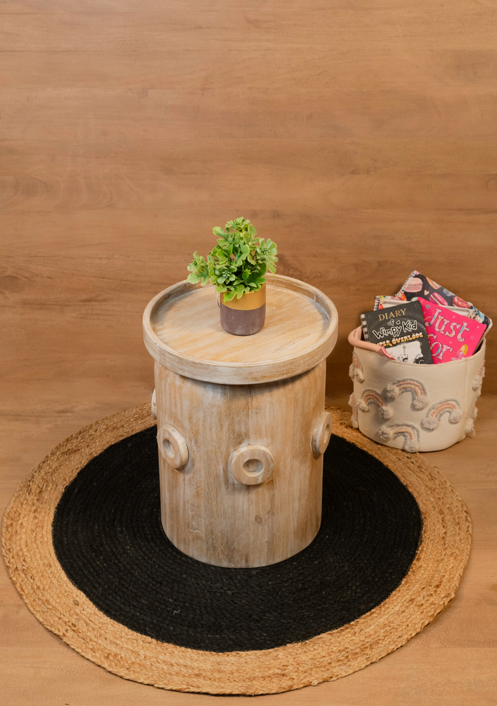 Mango wood side table with a natural wooden finish