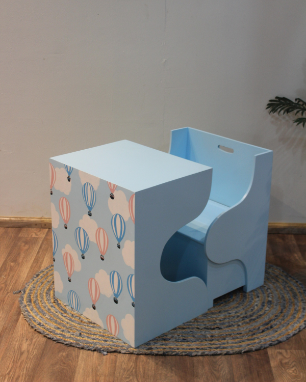 Hand-painted hot air balloon study table for kids