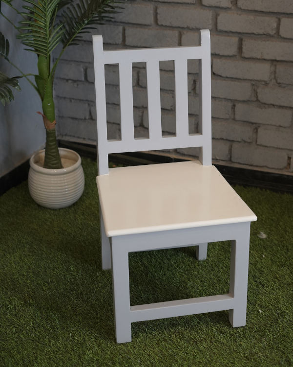 Stylish handmade wooden chair for kids in grey & white