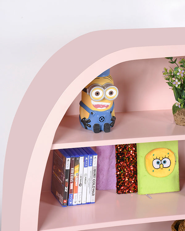 Hand-painted kids bookshelf in soft pastel