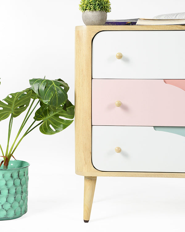 Soft pastel storage furniture for modern nurseries