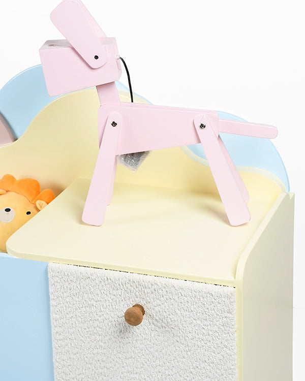 Cloud-shaped pastel wooden storage unit for kids