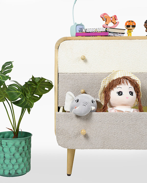 Playful wood dresser with rounded edges
