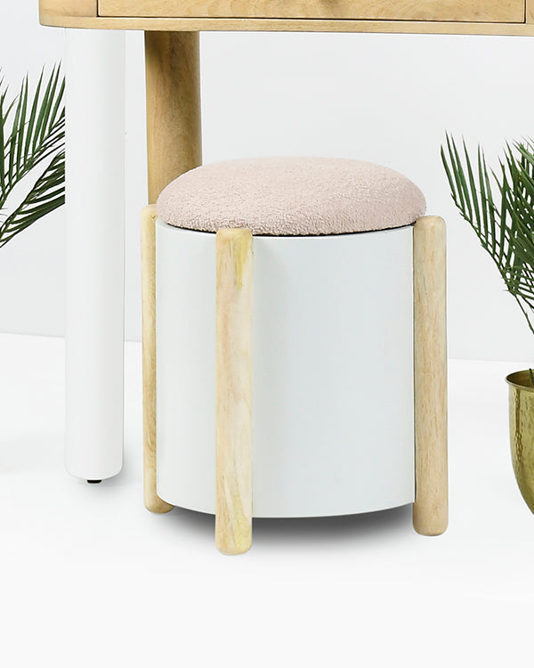 Small wooden lounge chair with soft upholstery