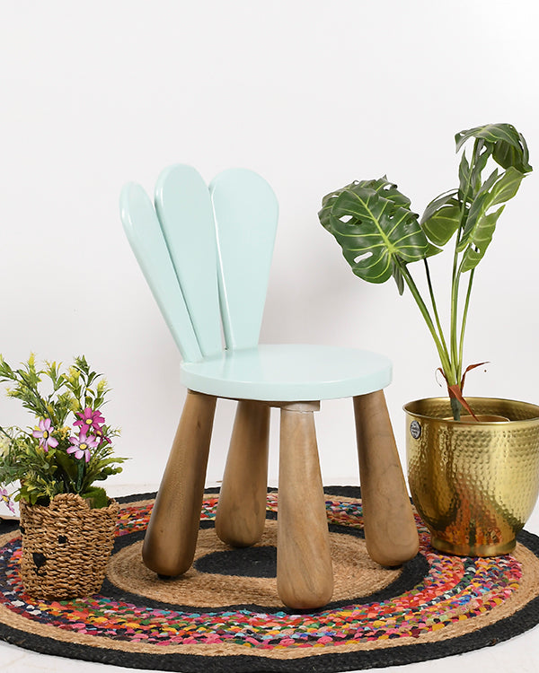 A side view of the product in mint green