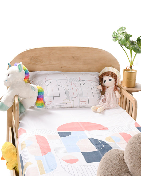 Natural wooden kids bed with safety rail