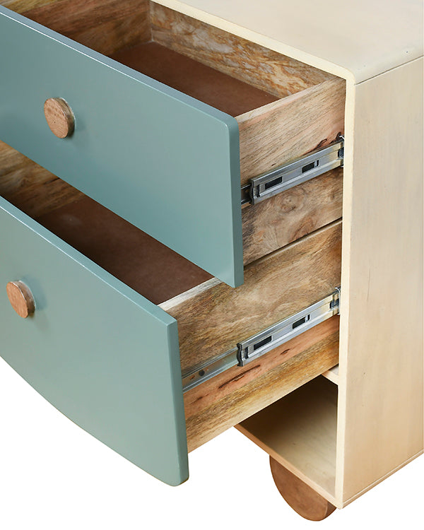 Contemporary sideboard with colorful drawers