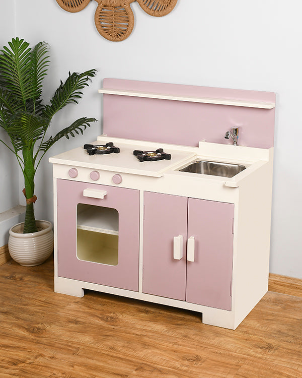 Realistic toy kitchen with storage compartments