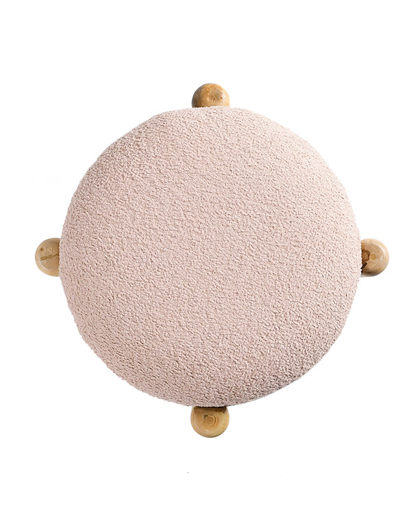 Mango wood stool with pink Brookley fabric top