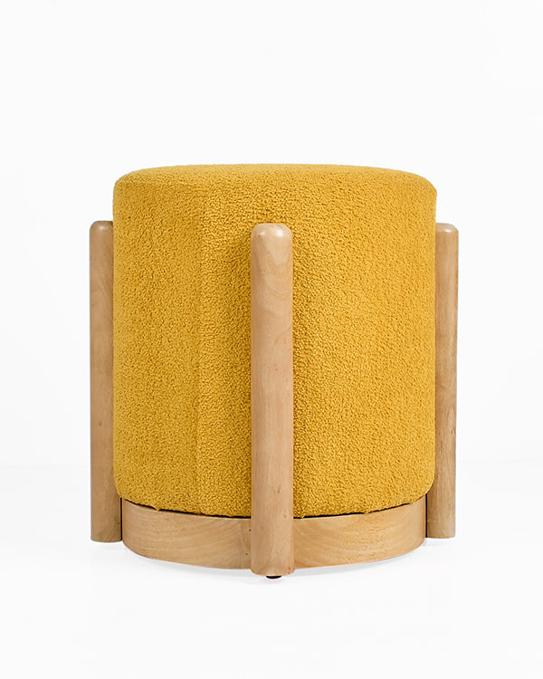 Yellow cylindrical stool for kids room