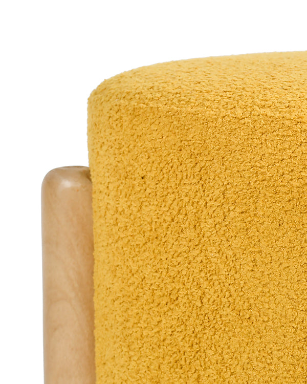 Contemporary yellow stool with wooden legs