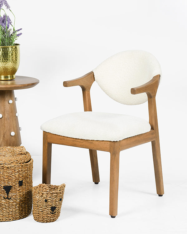 Aesthetic curved back wooden chair for kids