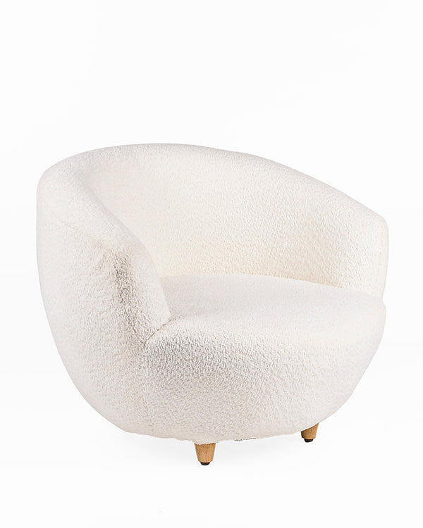 Modern cocoon chair for kids in creamy upholstery