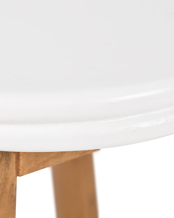 White handpainted stool made from mango wood