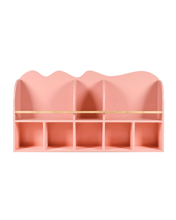 Pink scalloped wall bookshelf for kids