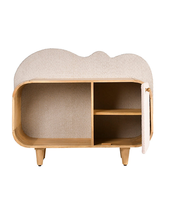 Light pink door bookshelf with open shelf