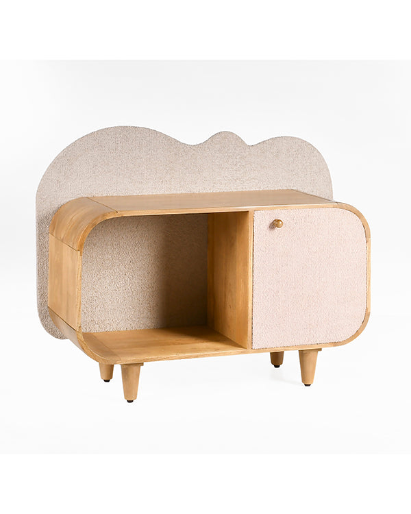 Stylish kids' bookshelf with fabric backrest
