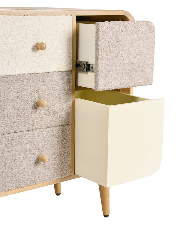 Brookley fabric drawers with wooden knobs