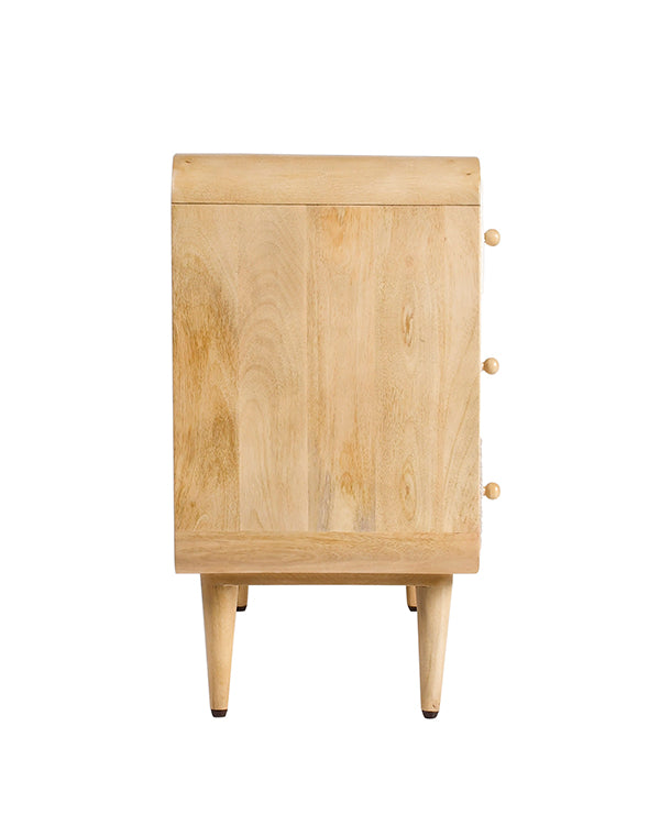 Kids’ room dresser with open cubby and cabinet