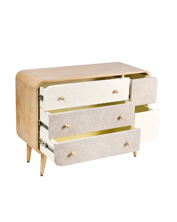 Cream and gray fabric storage dresser