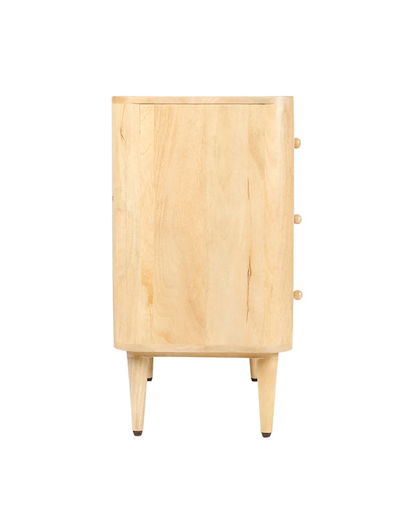 Mango wood chest with curved cut-out handles