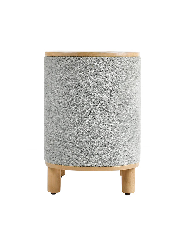 Cozy rounded side table with Brookley fabric