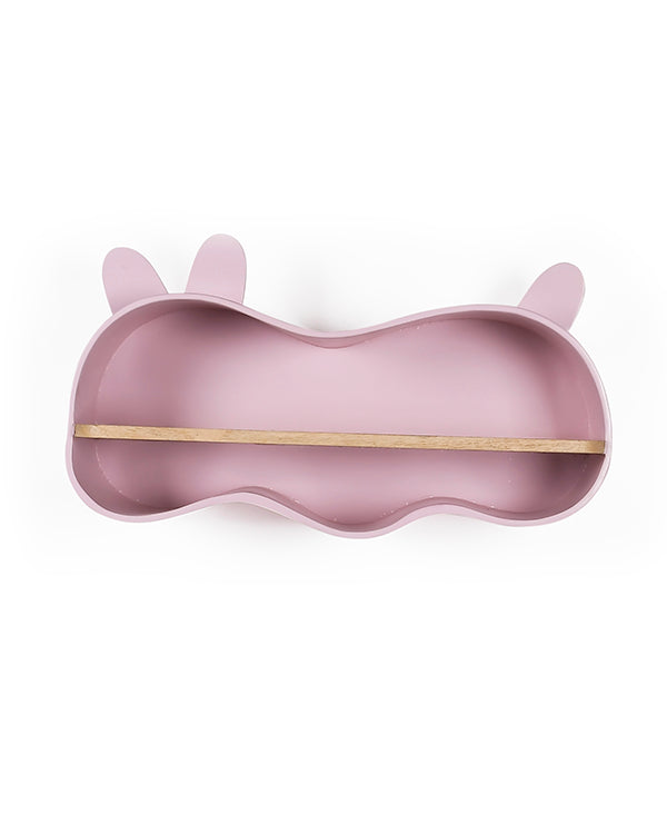 Mauve caterpillar design wall-mounted shelf