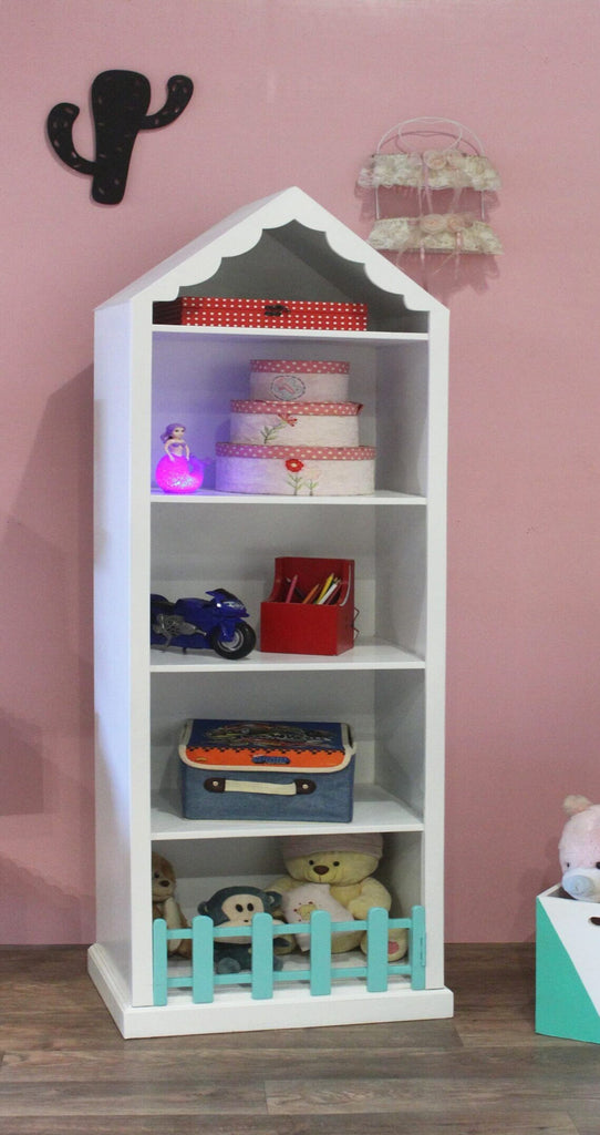 Five spacious storage shelves for organizing toys and books