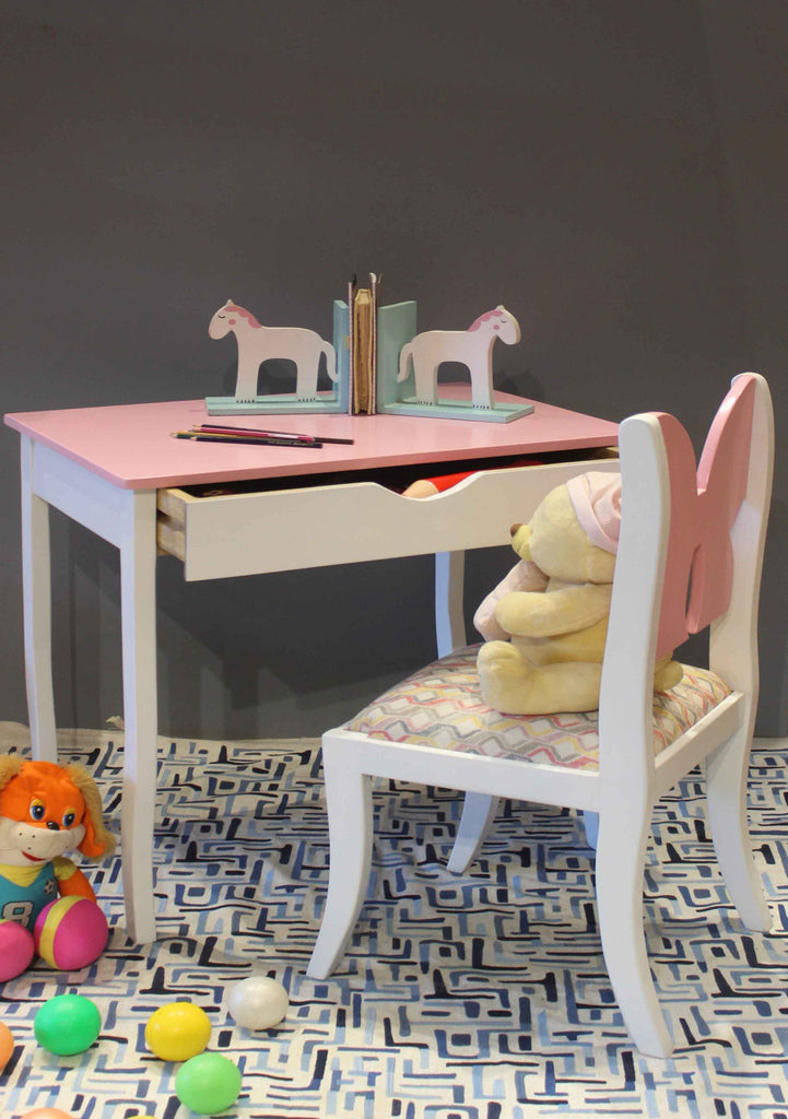 Butterfly-inspired study table and chair set for kids