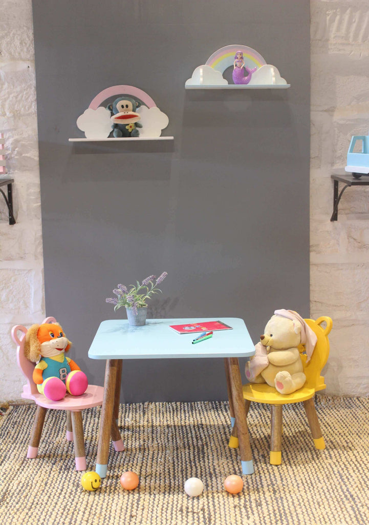 Rabbit-inspired study table and chair set for kids