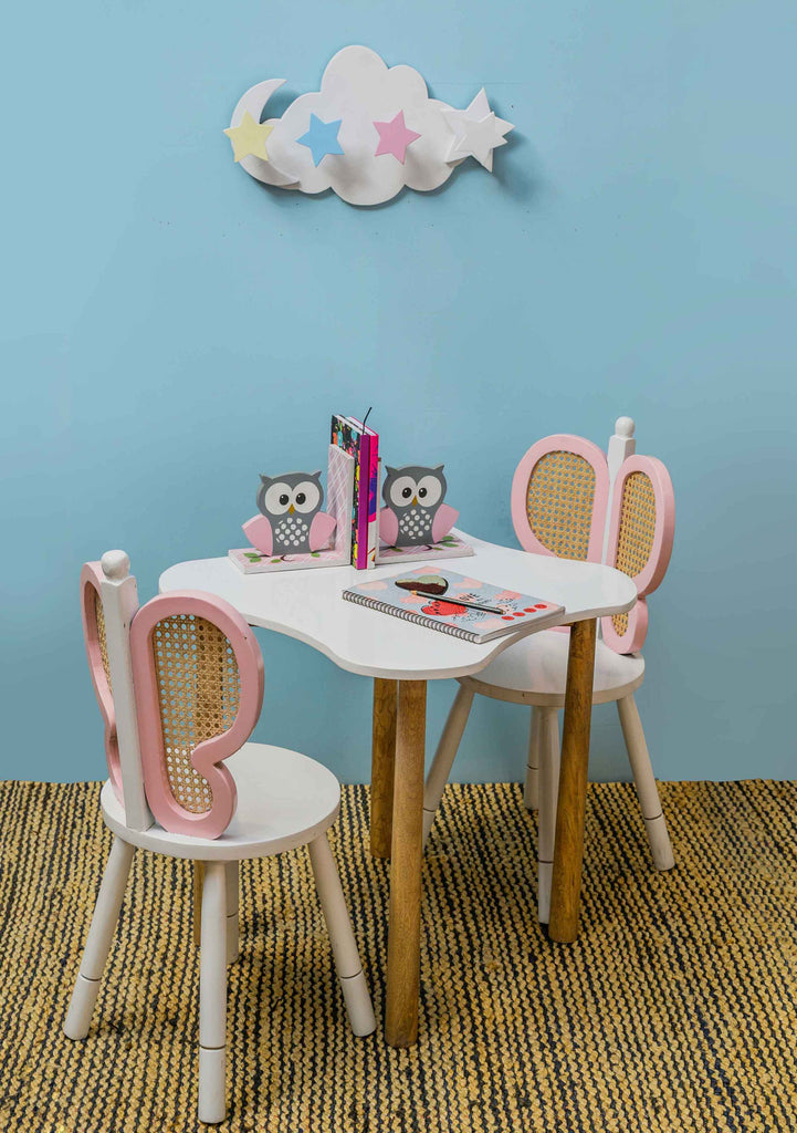 Butterfly-themed study table and chair set for kids