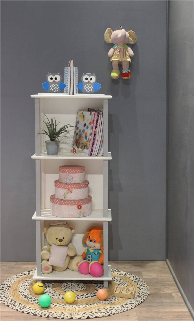 Stylish wooden book shelf with colorful side strips for children