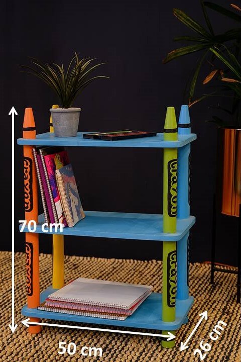 Three spacious storage shelves for organizing toys and books