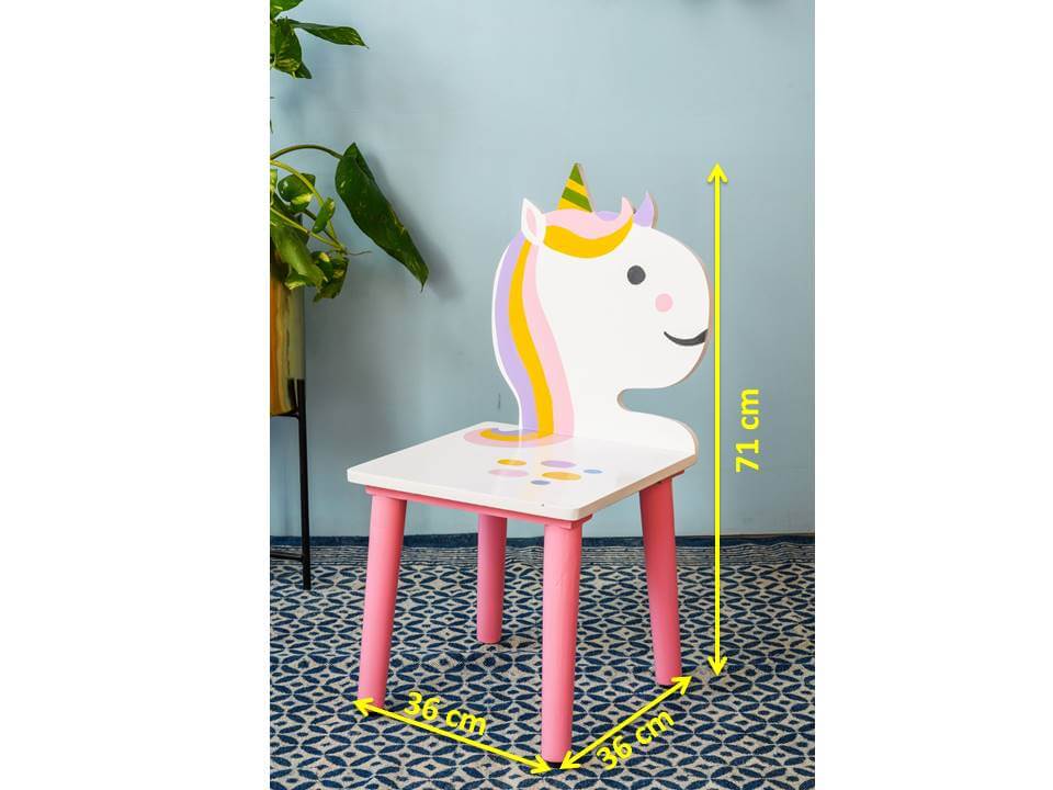 Colorful table top with unicorn and rainbow design