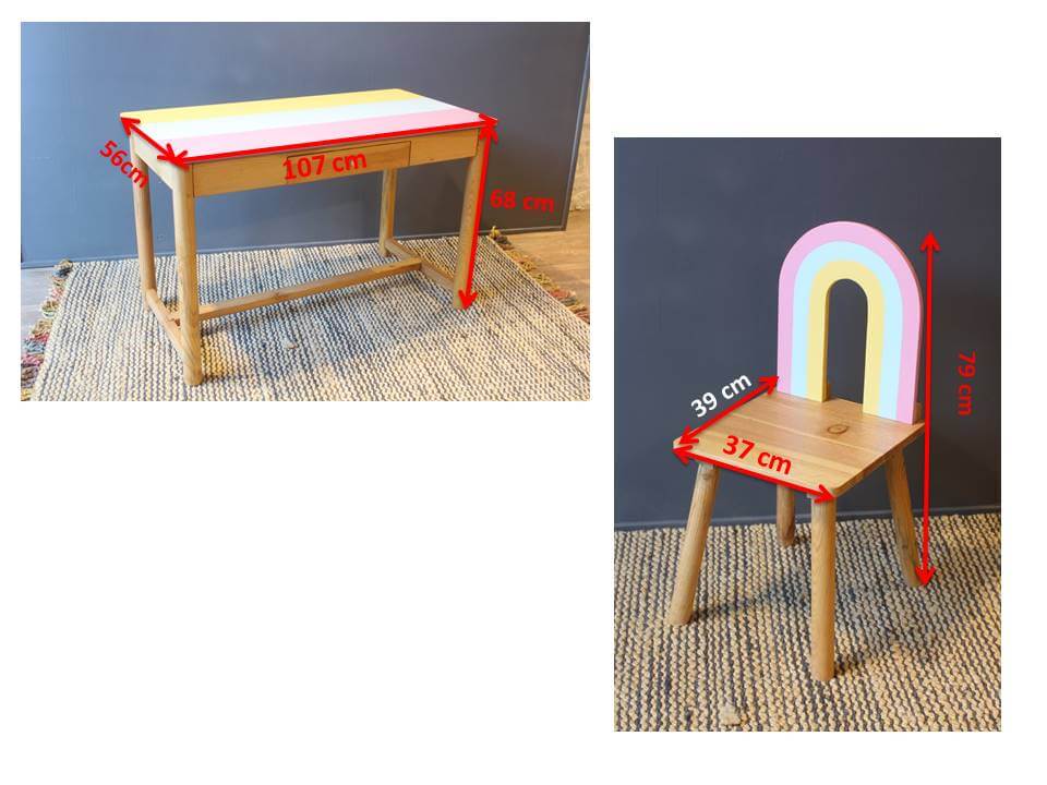 Rainbow-inspired chair and table for study